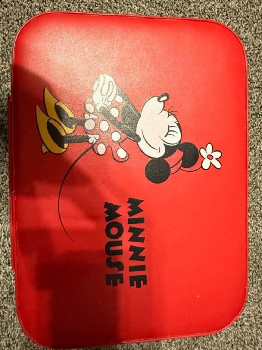 Disney Minnie Mouse Red Faux Leather Vanity Makeup Case with Mirror